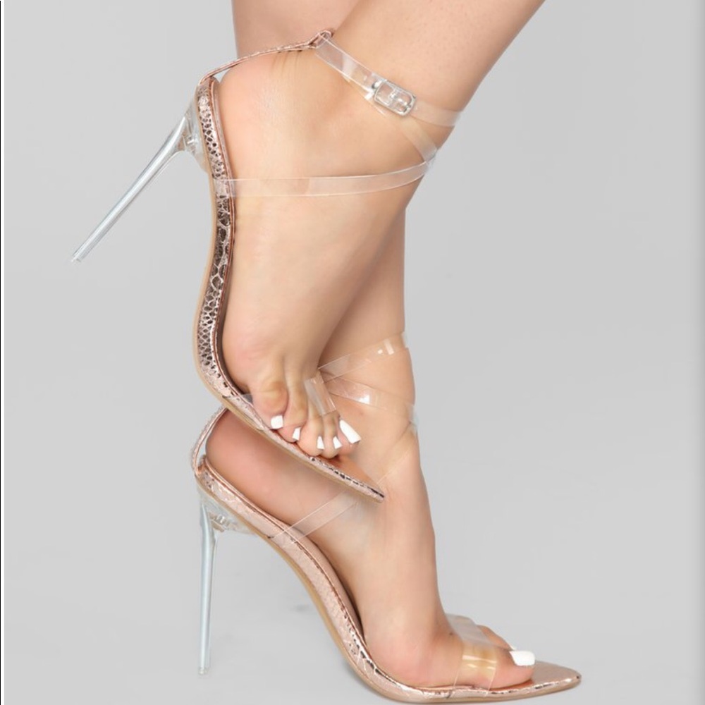 Clear rose gold heels